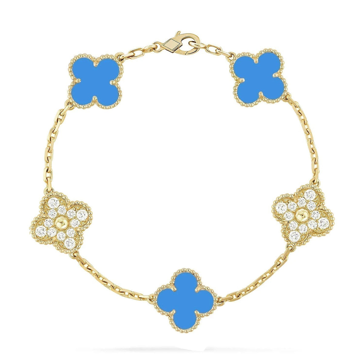 [CiCi] CLOVER 5 MOTIF BLUE AGATE BRACELET COLLECTION