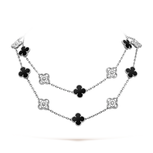 [CiCi]CLOVER 20 MOTIFS ONYX DIAMOND SILVER