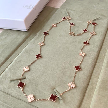 [CiCi]CLOVER 20 MOTIFS LASER CARNELIAN NECKLACE