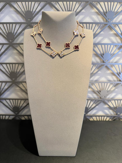 [CiCi]CLOVER 20 MOTIFS LASER CARNELIAN NECKLACE