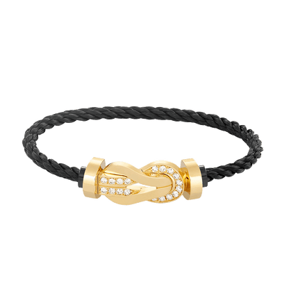 [CiCi]CHANCE LARGE 8 FIGURE BUCKLE HALF DIAMOND BRACELET GOLD