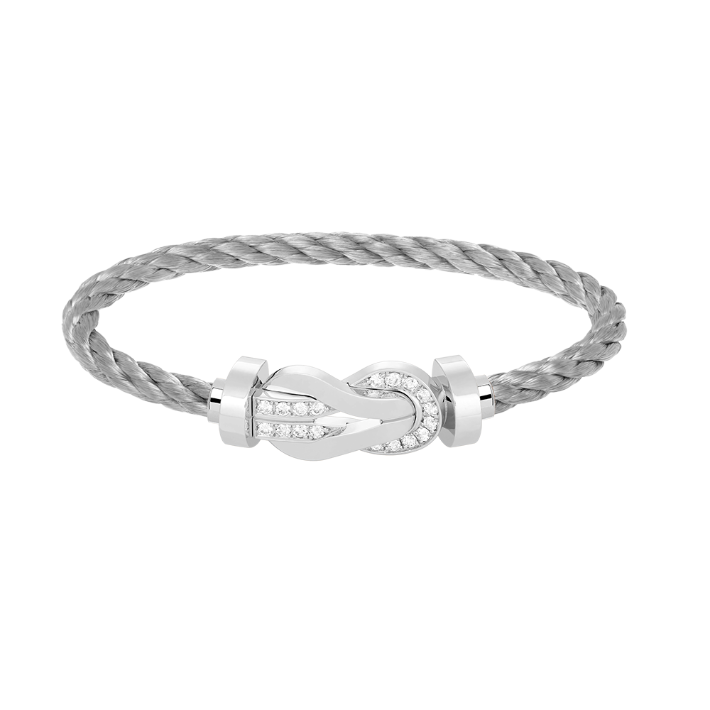 [CiCi]CHANCE LARGE 8 FIGURE BUCKLE HALF DIAMOND BRACELET SILVER