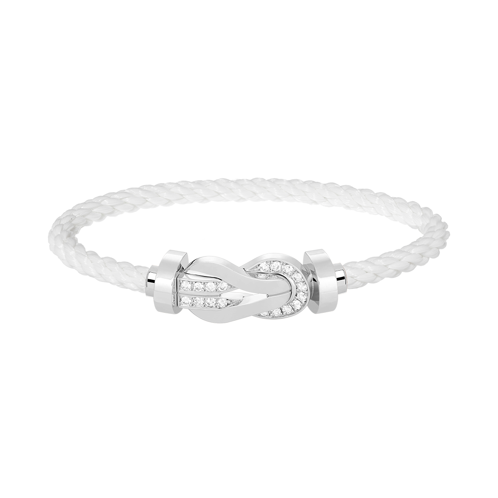 [CiCi]CHANCE LARGE 8 FIGURE BUCKLE HALF DIAMOND BRACELET SILVER