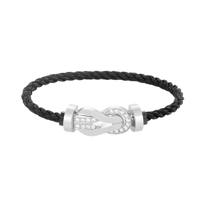 [CiCi]CHANCE LARGE 8 FIGURE BUCKLE HALF DIAMOND BRACELET SILVER