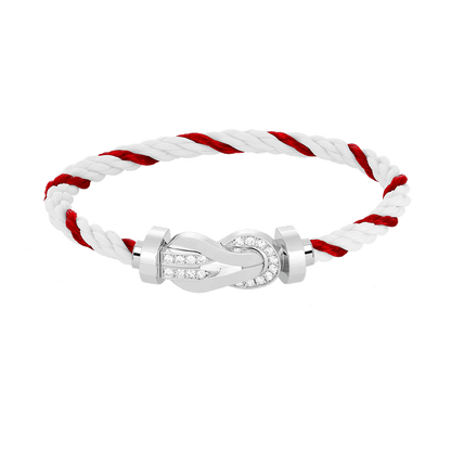 [CiCi]CHANCE LARGE 8 FIGURE BUCKLE HALF DIAMOND BRACELET SILVER