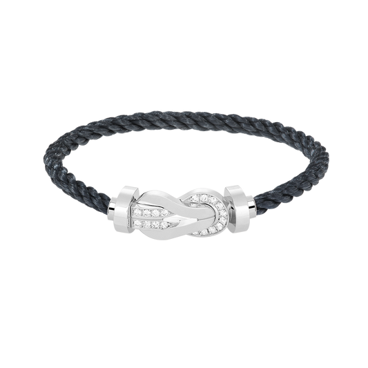 [CiCi]CHANCE LARGE 8 FIGURE BUCKLE HALF DIAMOND BRACELET SILVER