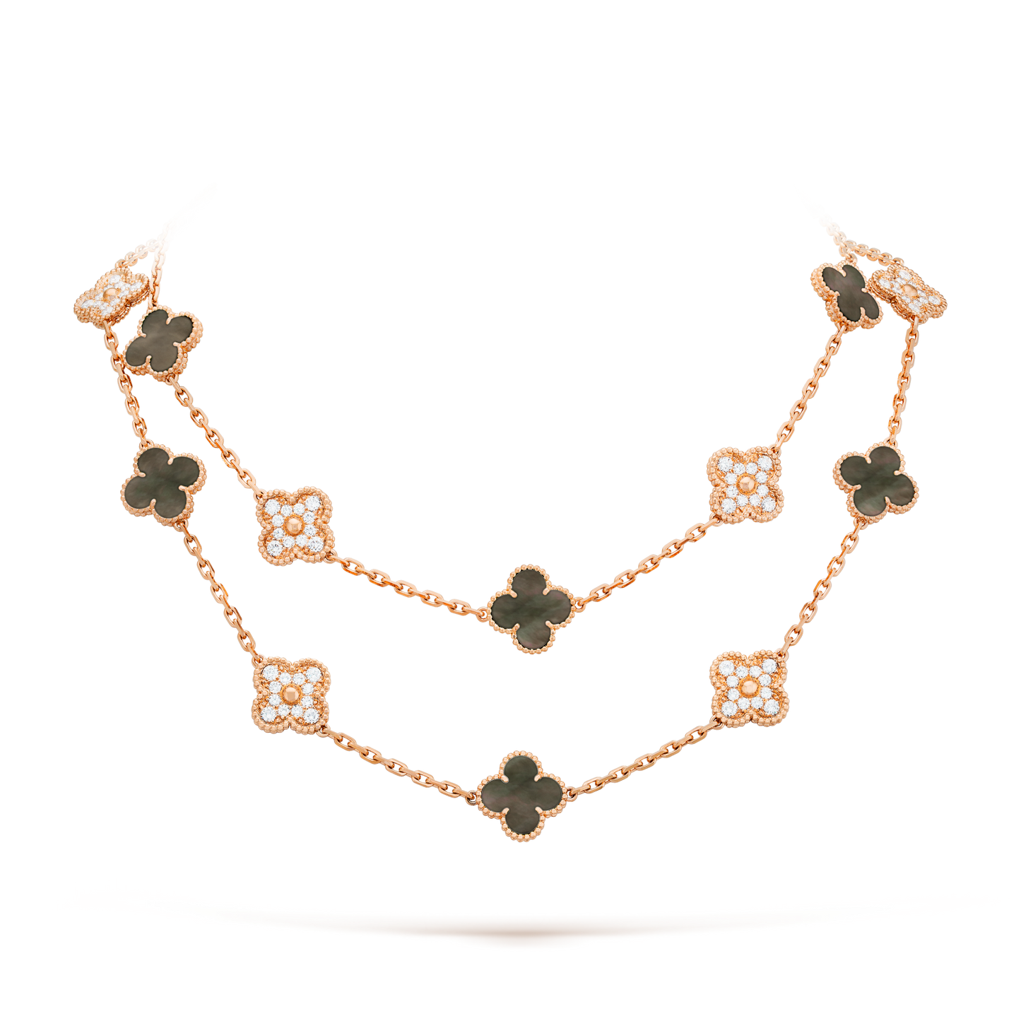 [CiCi]CLOVER 20 MOTIFS DARK MOP DIAMOND HALSKETTE
