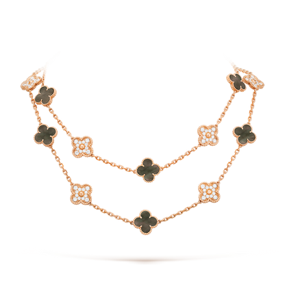 [CiCi]CLOVER 20 MOTIFS DARK MOP DIAMOND HALSKETTE