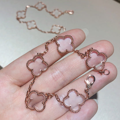 [CiCi]CLOVER 5 MOTIF ROCK CRYSTAL BRACELET