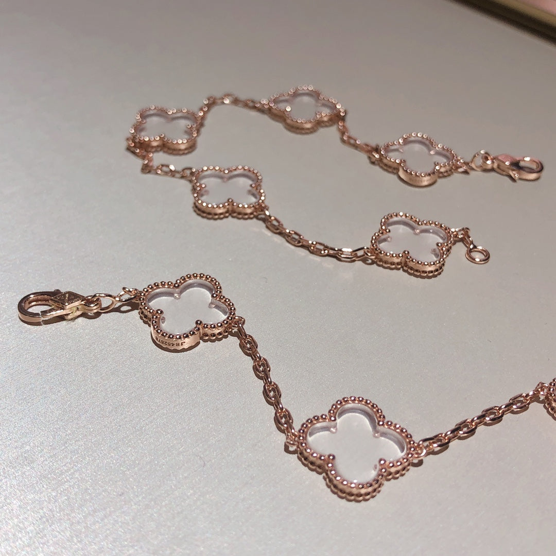 [CiCi]CLOVER 5 MOTIF ROCK CRYSTAL BRACELET