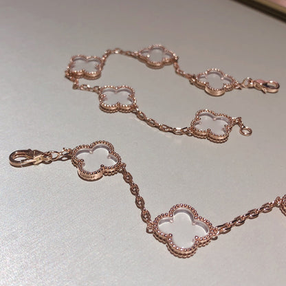 [CiCi]CLOVER 5 MOTIF ROCK CRYSTAL BRACELET