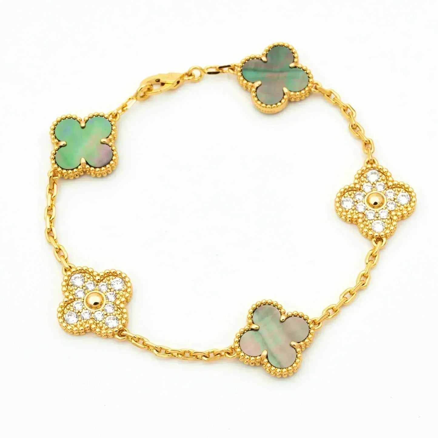 [CiCi] CLOVER 5 MOTIF GRAY MOP BRACELET COLLECTION