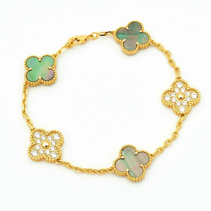 [CiCi] CLOVER 5 MOTIF GRAY MOP BRACELET COLLECTION