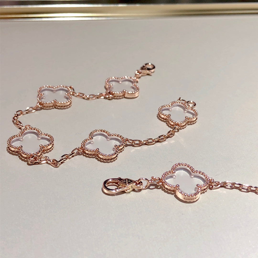 [CiCi]CLOVER 5 MOTIF ROCK CRYSTAL BRACELET