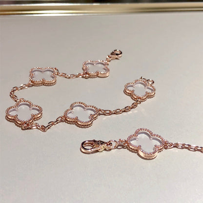 [CiCi]CLOVER 5 MOTIF ROCK CRYSTAL BRACELET