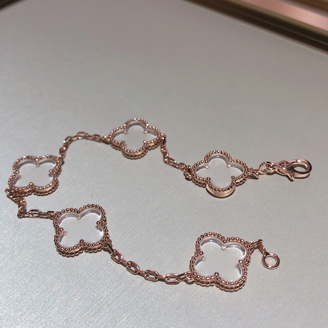 [CiCi]CLOVER 5 MOTIF ROCK CRYSTAL BRACELET