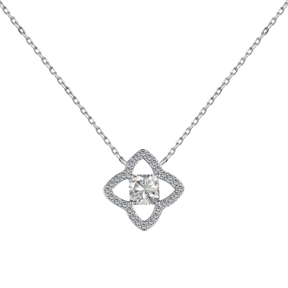 [CiCi]Exquisite Flower Shape Princess Cut Necklace