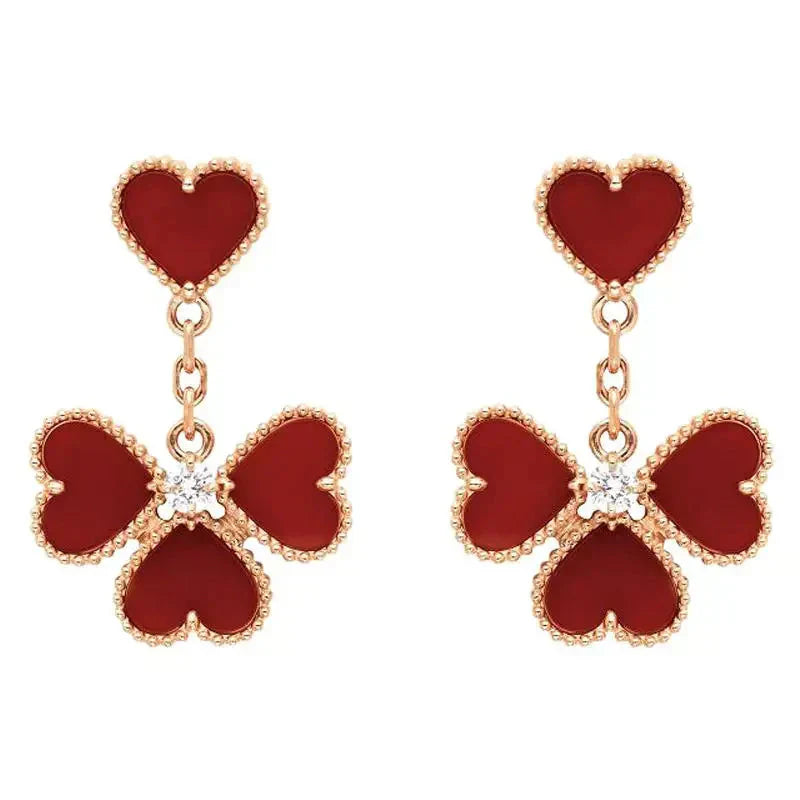 [CiCi]SWEET CLOVER CARNELIAN EARRINGS