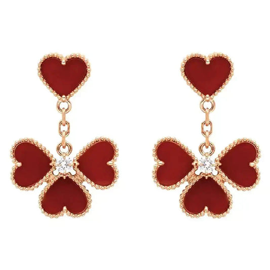 [CiCi]SWEET CLOVER CARNELIAN EARRINGS