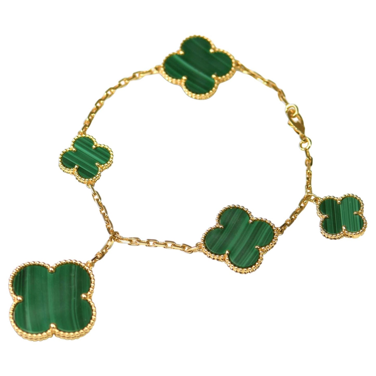 [CiCi]MAGIC CLOVER MALACHITE GOLD BRACELET 5 MOTIFS