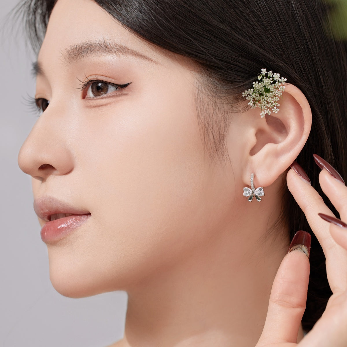 [CiCi]Exquisite Earrings With Heart-Shaped Bow Design