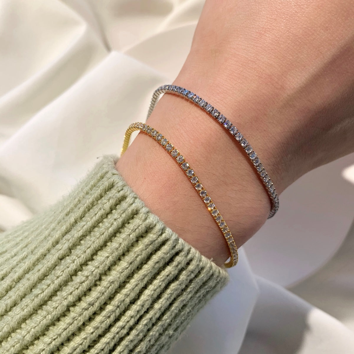 [CiCi]Radiant Shinning Princess Cut Tennis Bracelet