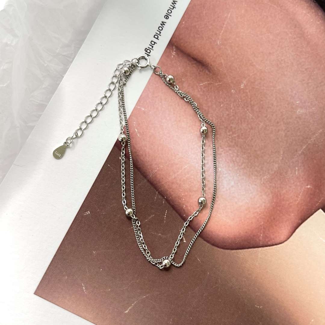 [CiCi]Delicate Bead Double Layer Bracelet