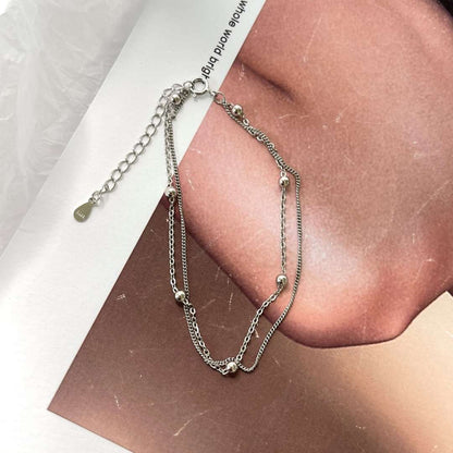 [CiCi]Delicate Bead Double Layer Bracelet