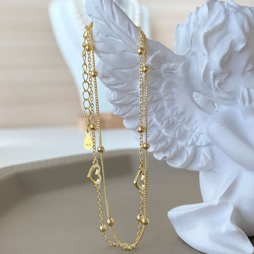[CiCi]Dainty Double Layer Love Heart Bracelet