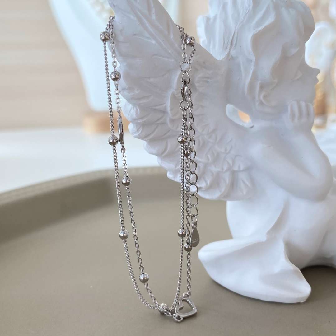 [CiCi]Dainty Double Layer Love Heart Bracelet