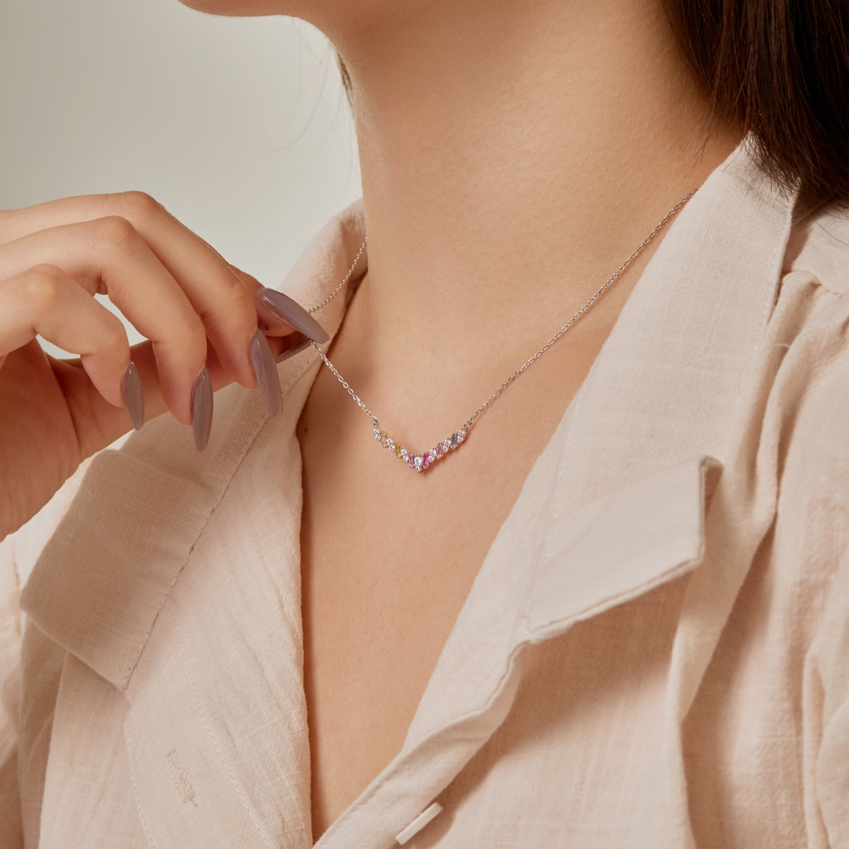 [CiCi]Dazzling Rainbow Necklace