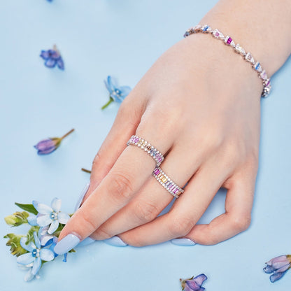 [CiCi]Dainty Kaleidoscopic Emerald Cut Daily Ring