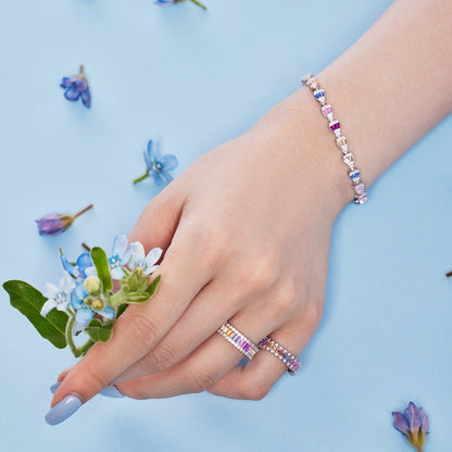 [CiCi]Dainty Kaleidoscopic Emerald Cut Daily Ring