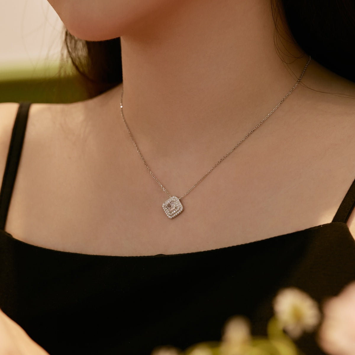 [CiCi]Sparkling Asscher Cut Necklace