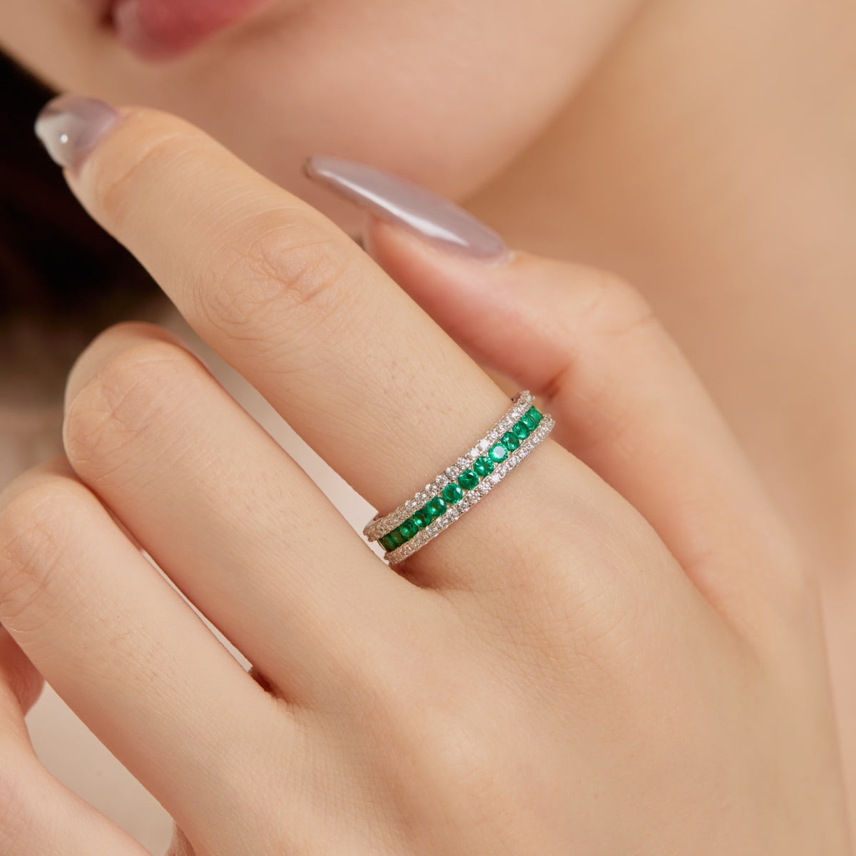 [CiCi]Delicate Colorful Round Cut Daily Ring