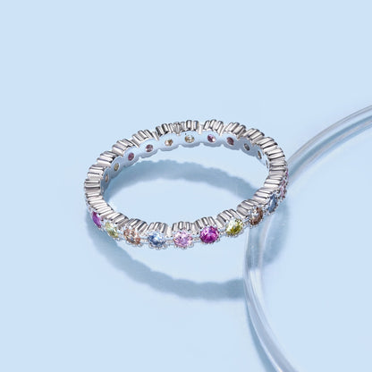 [CiCi]Exquisite Colorful Round Cut Party Ring
