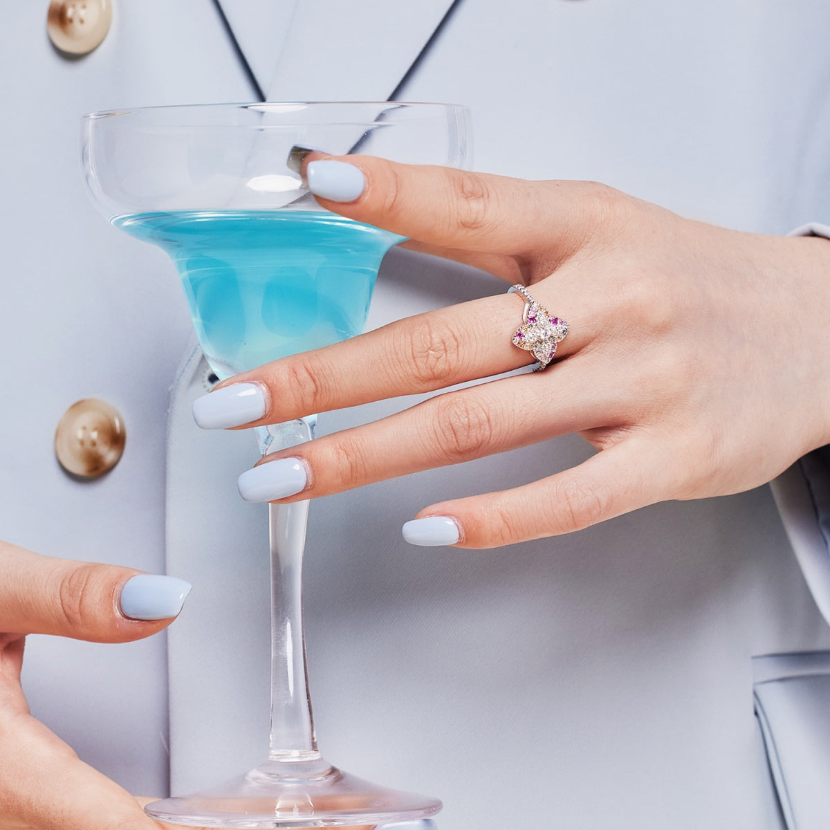 [CiCi]Luxurious Colorful Flower Shape Banquet Ring