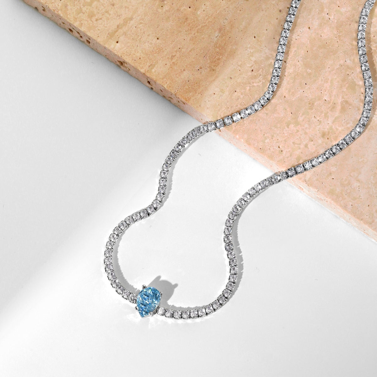 [CiCi]1.0 carat Unique Pear Cut Tennis Necklace