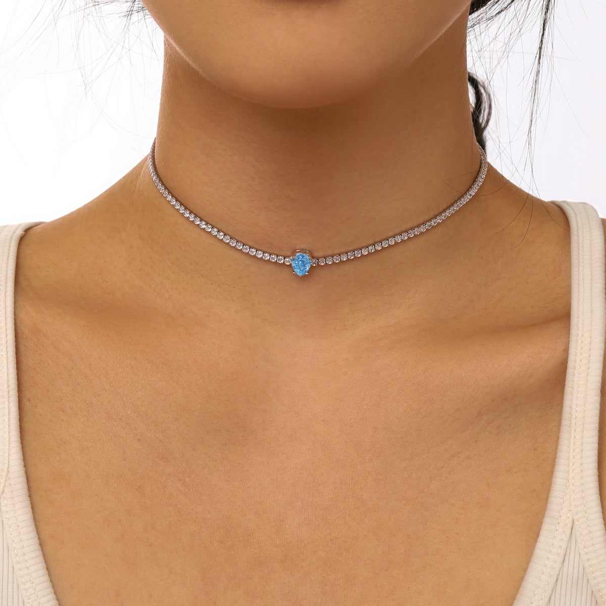 [CiCi]1.0 carat Unique Pear Cut Tennis Necklace