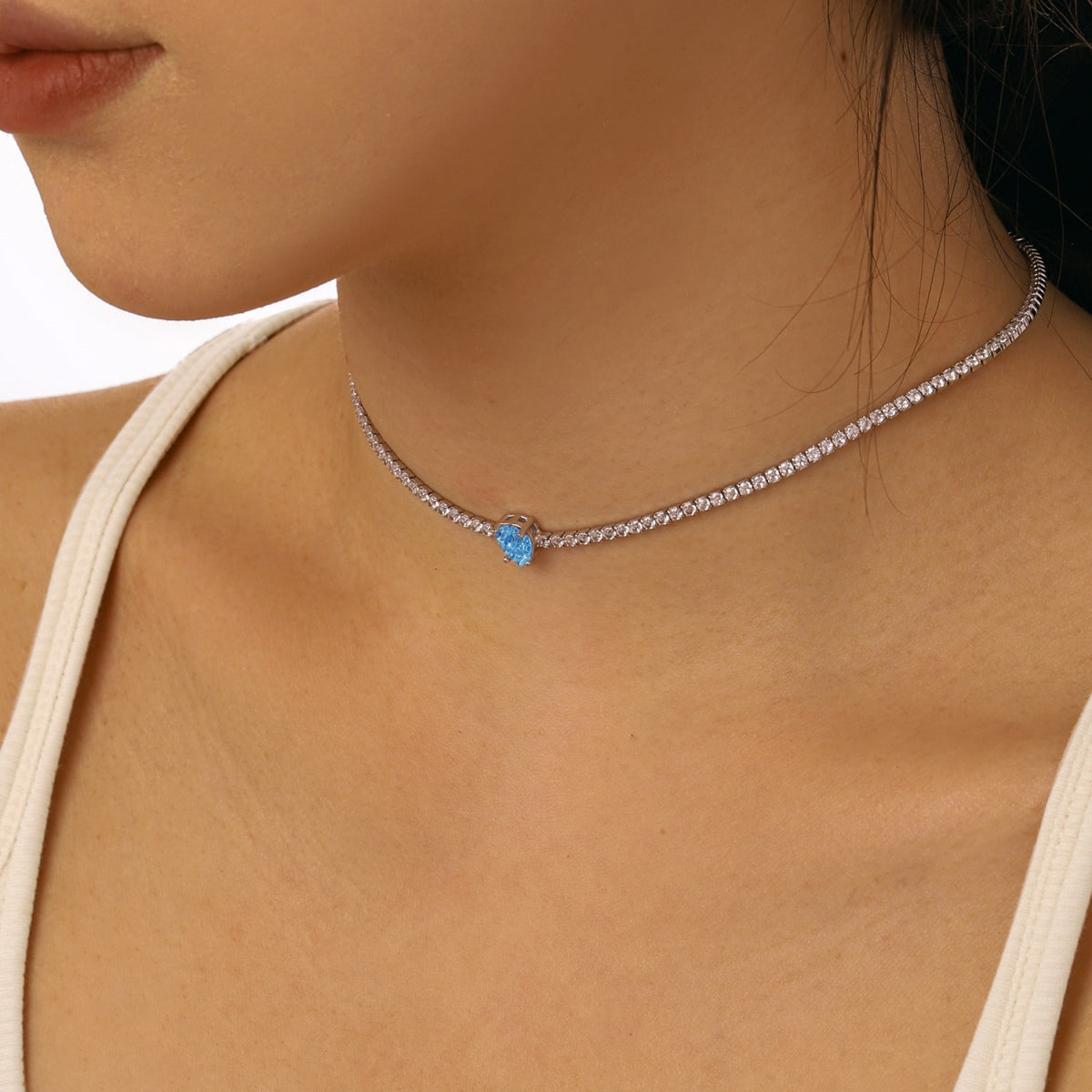 [CiCi]1.0 carat Unique Pear Cut Tennis Necklace