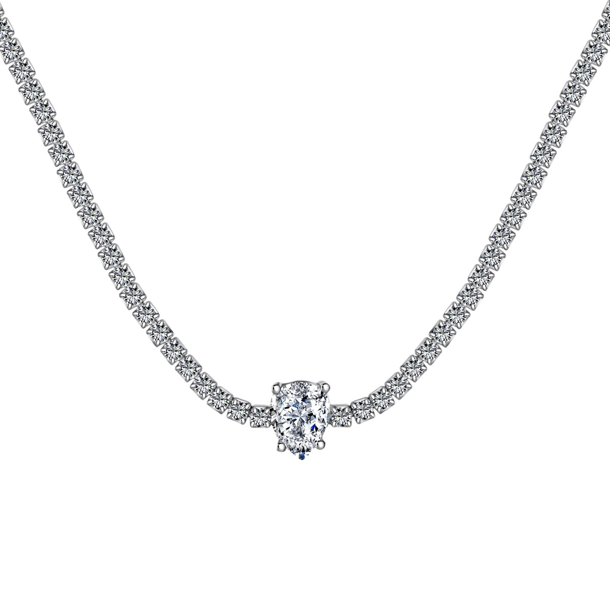 [CiCi]1.0 carat Unique Pear Cut Tennis Necklace