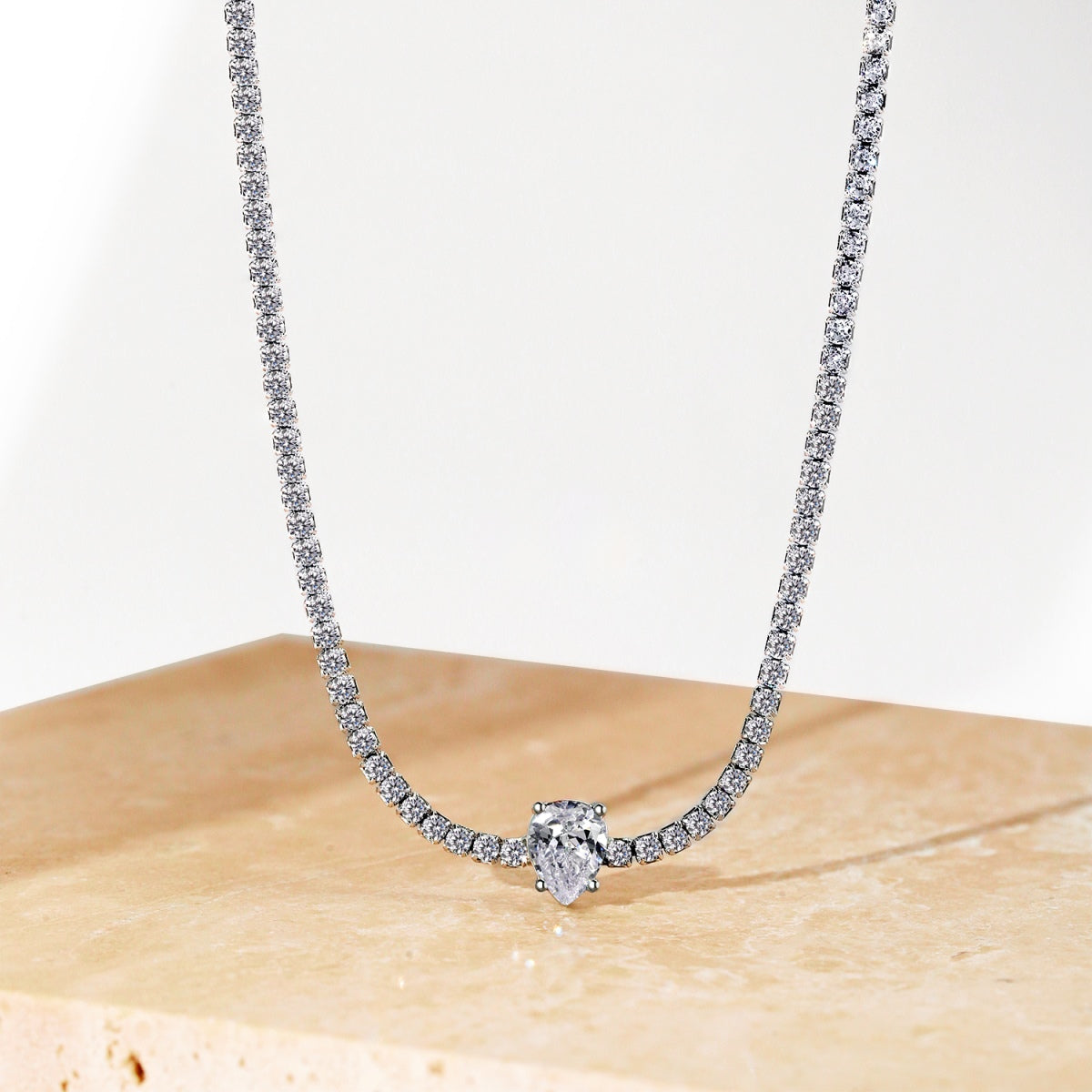 [CiCi]1.0 carat Unique Pear Cut Tennis Necklace