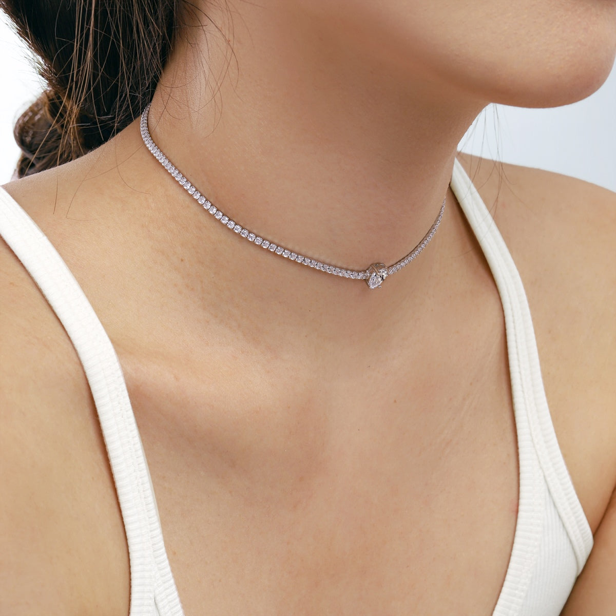 [CiCi]1.0 carat Unique Pear Cut Tennis Necklace