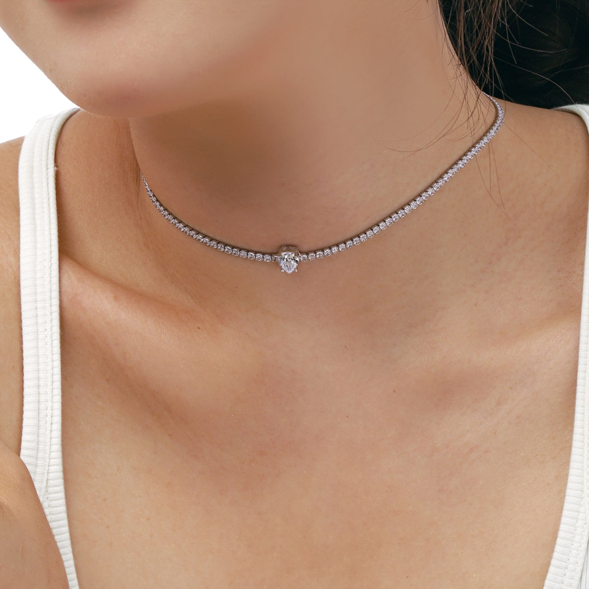 [CiCi]1.0 carat Unique Pear Cut Tennis Necklace