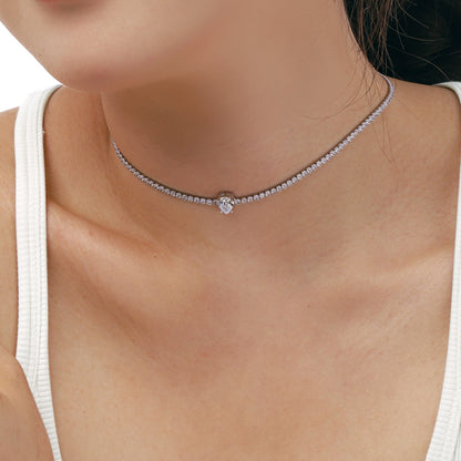 [CiCi]1.0 carat Unique Pear Cut Tennis Necklace