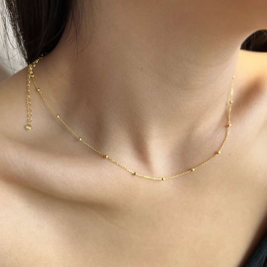 [CiCi]Small Bead Clavicle Chain Simple Necklace