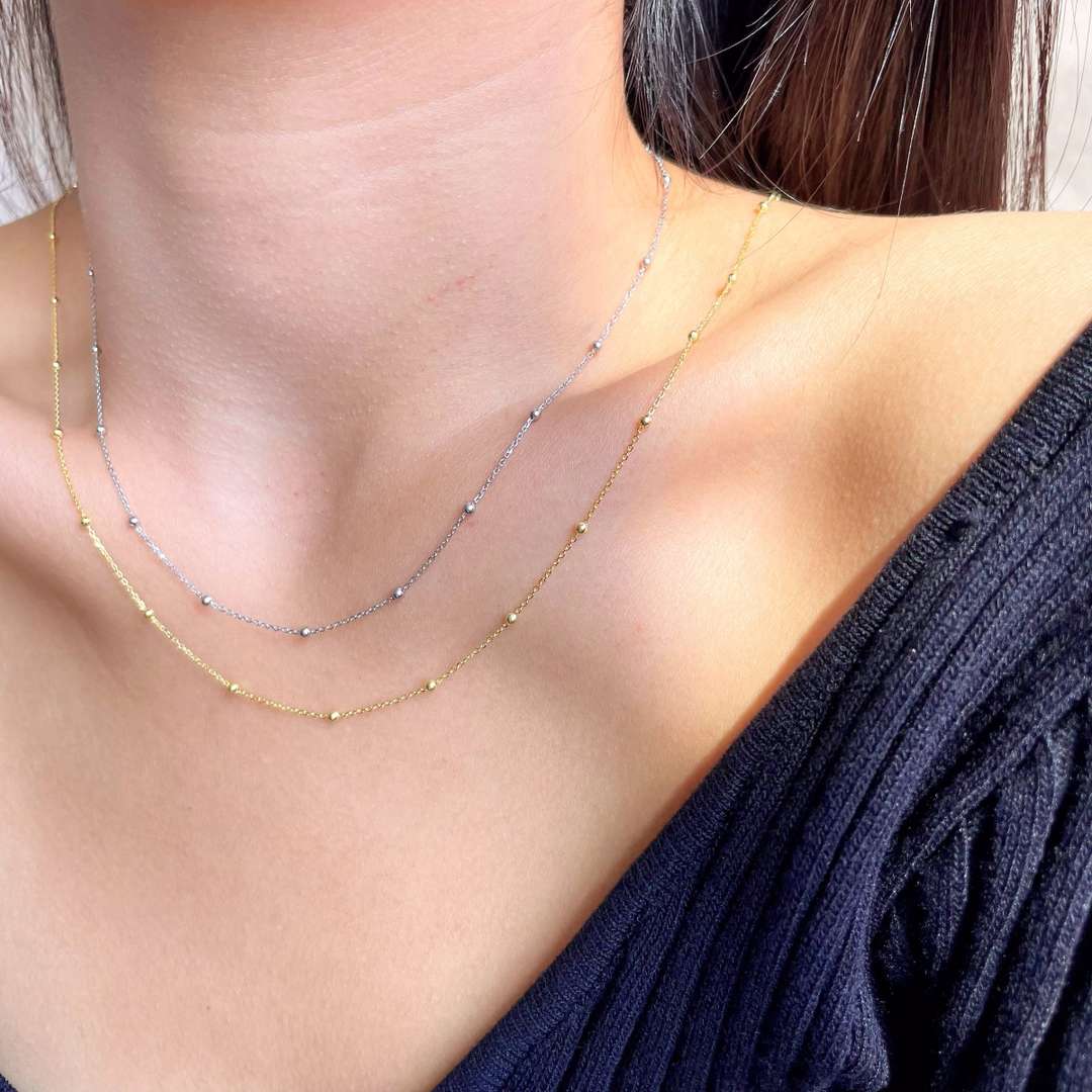 [CiCi]Small Bead Clavicle Chain Simple Necklace