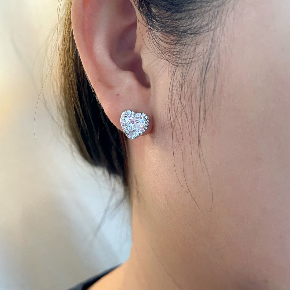 [CiCi]Sparkling Heart Shape Lover Earrings