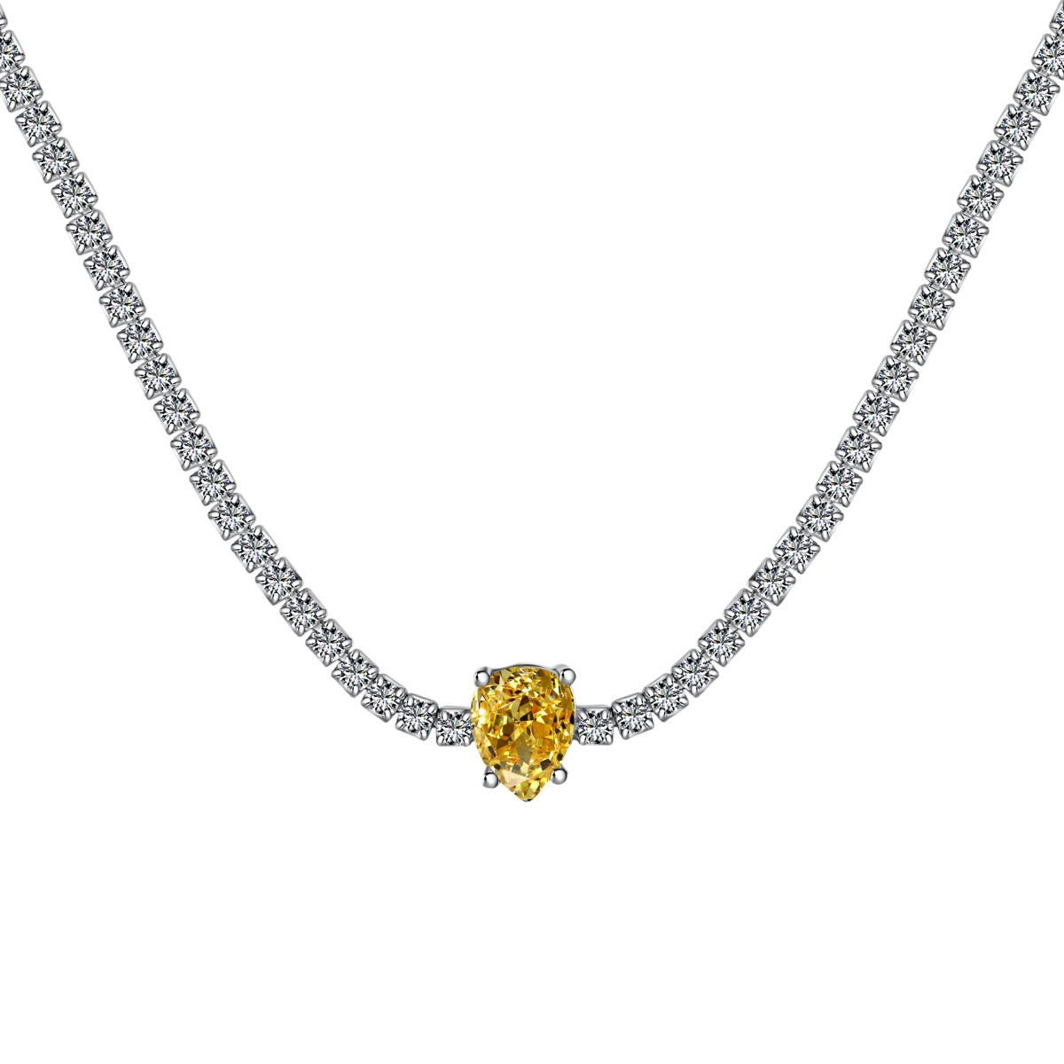 [CiCi]1.0 carat Unique Pear Cut Tennis Necklace