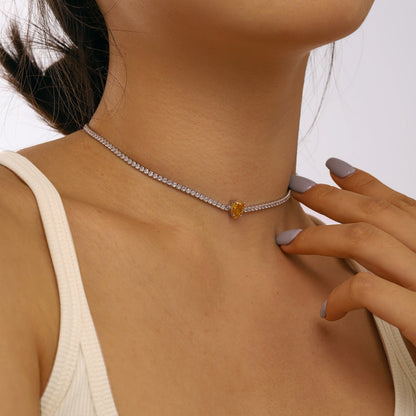 [CiCi]1.0 carat Unique Pear Cut Tennis Necklace